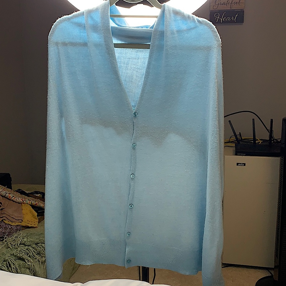 Versatile shawl/sweater- light blue